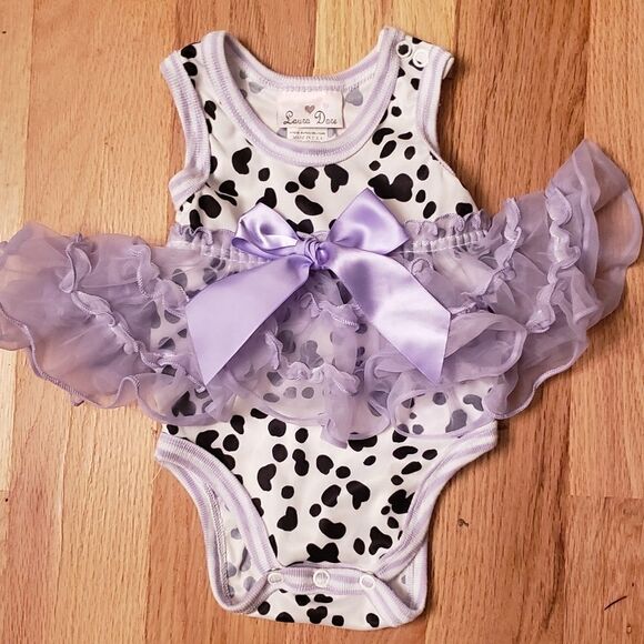 NWOT Laura Dare Dalmatian Print Tutu Onesie - Picture 2 of 6